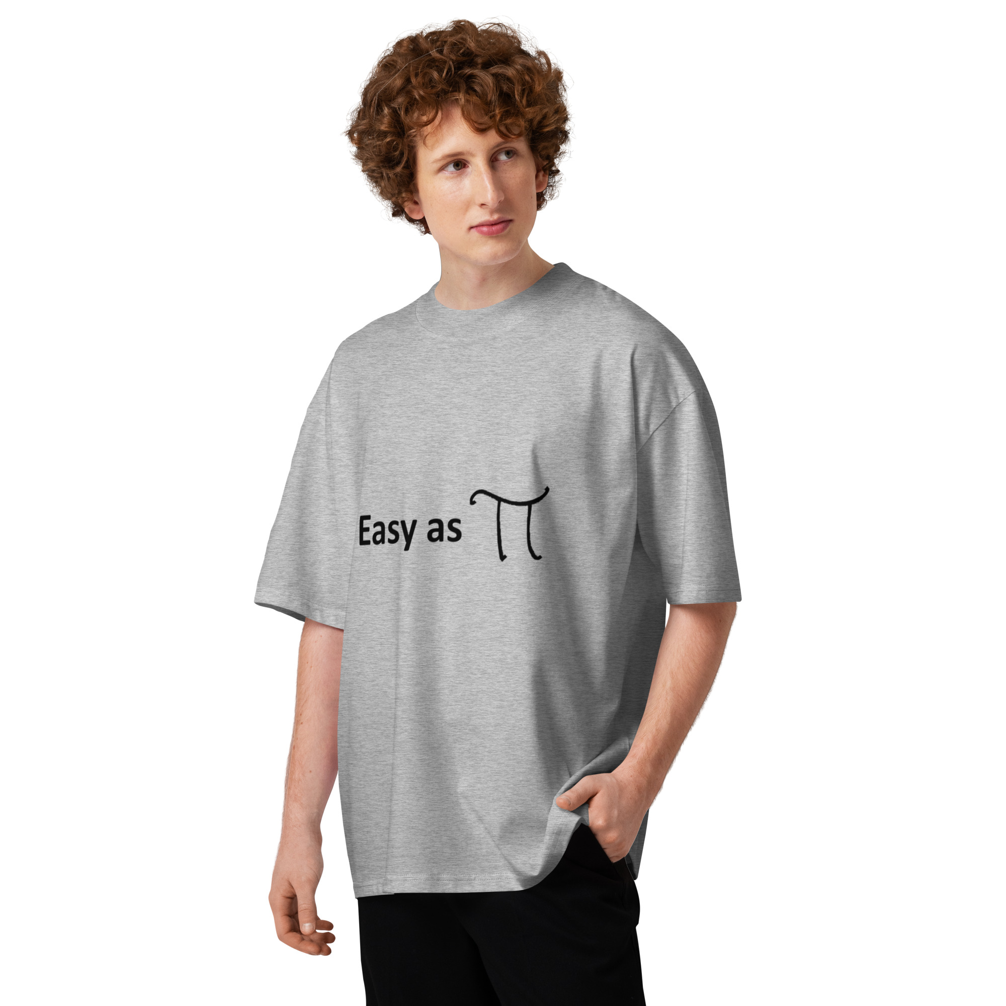 Easy as Pi. Men's Oversized High Neck T-Shirt - Image 4